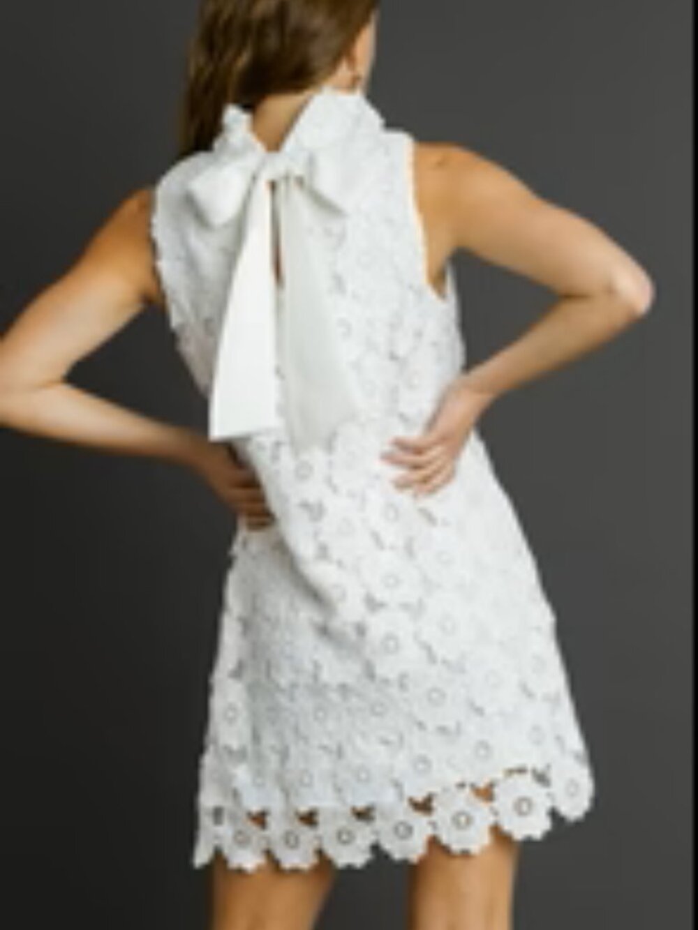 NWT Umgee White Floral Lace High-Neck Shift Easter Spring Dress - Picture 2 of 3